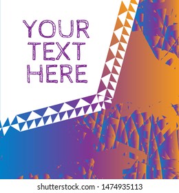 Abstract modern grunge texture with geometric frames in purple, blue & orange