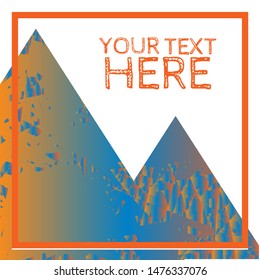Abstract modern grunge texture with geometric frames in blue & orange