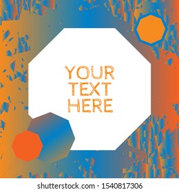 Abstract modern grunge texture with geometric frames in blue & orange