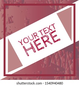 Abstract modern grungy geometric texture background with copy space frames in maroon red