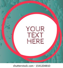 Abstract modern grungy geometric texture background with copy space frames in coral pink & emerald green