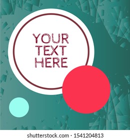 Abstract modern grungy geometric texture background with copy space frames in coral pink & emerald green