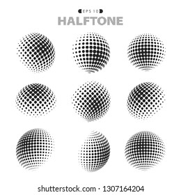 Abstract modern halftone dots pattern black and white. Decorating in circle set of isolated circle round shape elements. You can use for artwork elements, ad, poster. vector eps10