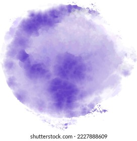Abstract modern hand painted design with violet color watercolor brushstroke isolated on transparent background. The picture can be used for the design of postcards, banners, posters, brochures