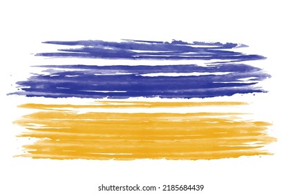 Abstract modern hand-painted design with watercolor blotch brushstroke of blue yellow , isolated on white background. vector used as decorative design card, banner, poster, cover, brochure, wall art.