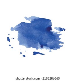 Abstract modern hand-painted design with watercolor blotch brushstroke of blue cloud, isolated on white background. vector used as decorative design card, banner, poster, cover, brochure, wall art