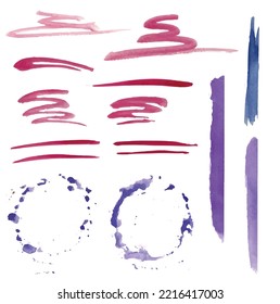abstract modern hand-painted design with watercolor blotch label brushstroke blue, pink, purple cloud, isolated on white. vector used as decorative design card, banner, poster, cover, brochure