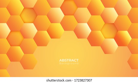 Abstract modern hexagon background. Orange and yellow honey geometric texture. paper vector illustration 