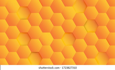 Abstract modern hexagon background. Orange and yellow honey geometric texture. paper vector illustration 