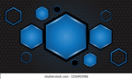 abstract modern hexagon blue dark gradient background layout vector template