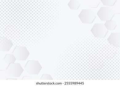 Abstract modern hexagon dotted background. White and grey honey geometric texture. Vector art illustration