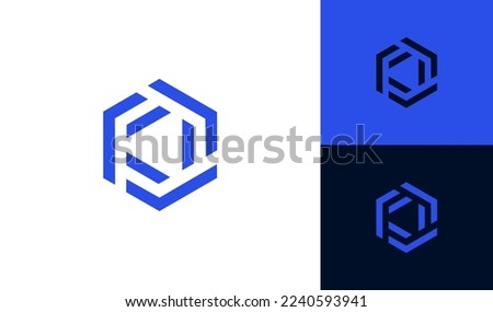 Abstract and modern hexagon logo with letter f