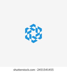 Abstract modern hexagon logo rotation pattern. Storage box. Technology logo.