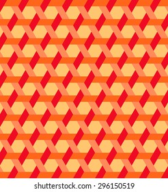 Abstract modern hexagon shapes and lines background of red, orange and yellow shades