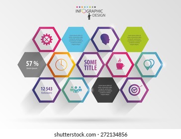 Abstract modern hexagonal infographic. 3d digital illustration