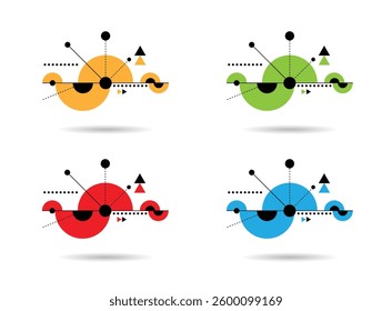 Abstract Modern Hi Tech Shape Line Art Different Colors. Graphic design elements and resources vector art