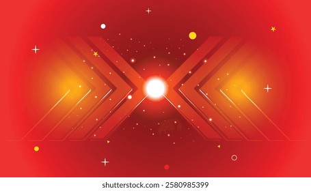 Abstract modern high-speed light arrow line technology effect. Modern abstract high-speed motion. Colorful dynamic motion on a dark background. Vector illustration
