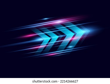 Abstract modern hight speed light arrow line technology effect on black background vector illustration.