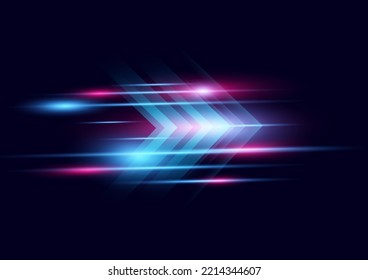 Abstract modern hight speed light arrow line technology effect on black background vector illustration.