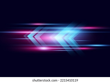 Abstract modern hight speed light arrow line technology effect on black background vector illustration.