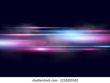 Abstract modern hight speed light line technology effect on black background vector illustration.