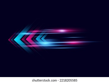 Abstract modern hight speed light arrow line technology effect on black background vector illustration.