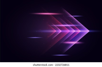 Abstract modern hight speed light arrow line technology effect. Modern abstract high speed motion. Colorful dynamic motion on a dark background. Vector illustration