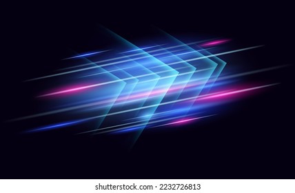 Abstract modern hight speed light arrow line technology effect. Modern abstract high speed motion. Colorful dynamic motion on a darkbackground. Vector illustration