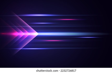 Abstract modern hight speed light arrow line technology effect. Modern abstract high speed motion. Colorful dynamic motion on a darkbackground. Vector illustration