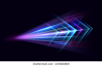 Abstract modern hight speed light arrow line technology effect. Modern abstract high speed motion. Colorful dynamic motion on a darkbackground. Vector illustration