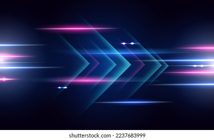 Abstract modern hight speed light arrow line technology effect. Modern abstract high speed motion. Colorful dynamic motion on a darkbackground. Vector illustration