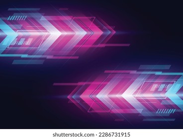 Abstrakter moderner Highspeed-Pfeil-Technologie auf schwarzem Hintergrund, Vektorgrafik.