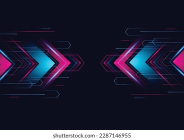 Abstract modern hight speed light arrow line technology effect on black background vector illustration.