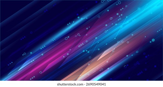 Abstract modern hight speed light arrow line technology effect on black background vector illustration.