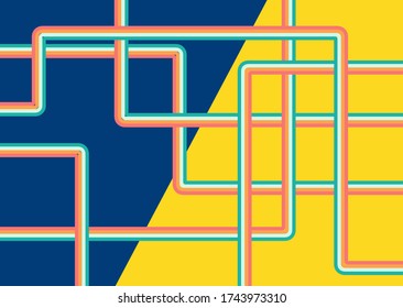 Abstract modern hipster futuristic graphic background. Yellow background with stripes. Vector abstract background texture design, bright poster, banner yellow and blue background Vector illustration.