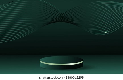 Resumen de fondo horizontal moderno con diseño de línea geométrica y podio 3d. Diseño mínimo para la marca de productos cosméticos.