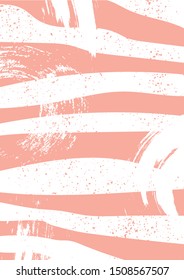abstract modern horizontal stripes with paint brush strokes and splatters textures pattern background. A4 paper vector illustration