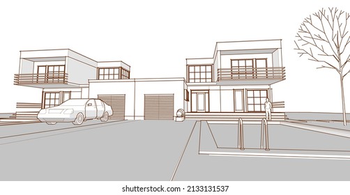 renderización 3d de casa moderna abstracta