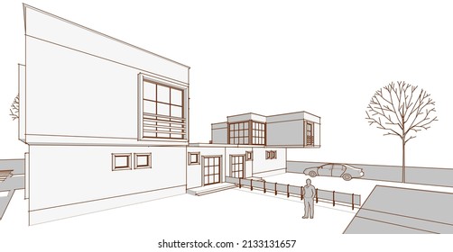 renderización 3d de casa moderna abstracta