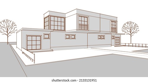 abstraktes modernes Haus 3d Rendering