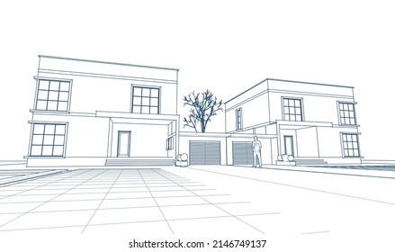 renderización 3d de casa moderna abstracta
