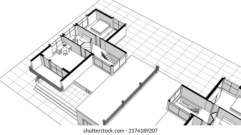 abstract modern house 3d rendering