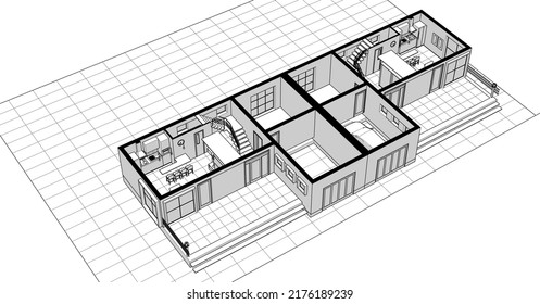 abstract modern house 3d rendering