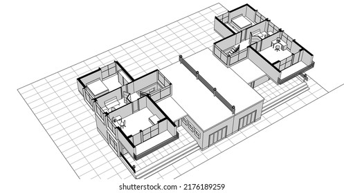 abstract modern house 3d rendering