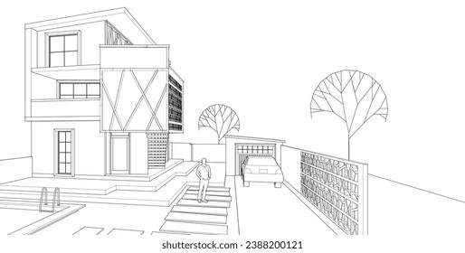 renderización 3d de casa moderna abstracta	
