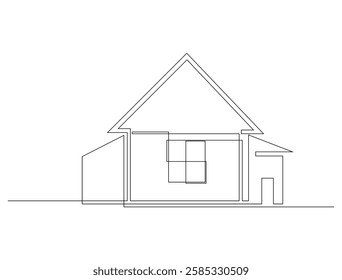 Abstract modern House City Skyline continuous one line art drawing Vector illustration
