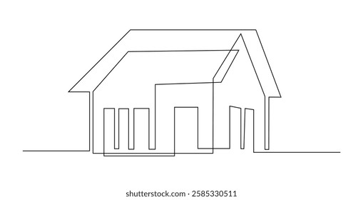 Abstract modern House City Skyline continuous one line art drawing Vector illustration
