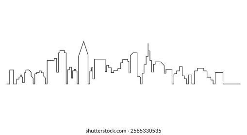 Abstract modern House City Skyline continuous one line art drawing Vector illustration
