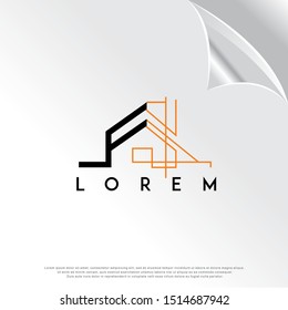 abstract modern house icon, simple line art. template logo design