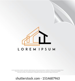 abstract modern house icon, simple line art. template logo design